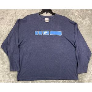Vintage Nike Men's Long Sleeve T-Shirt‎ Blue Swish Logo XXL Collectible (Other)